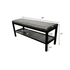 40" Solid Bamboo Entryway Bench with Ribbed Padded Cushion & Storage Shelf, Eco-Friendly