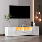 Modern 63" TV Stand with RGB LED Lights & Remote, Fits 65" TV, 110 lbs Capacity