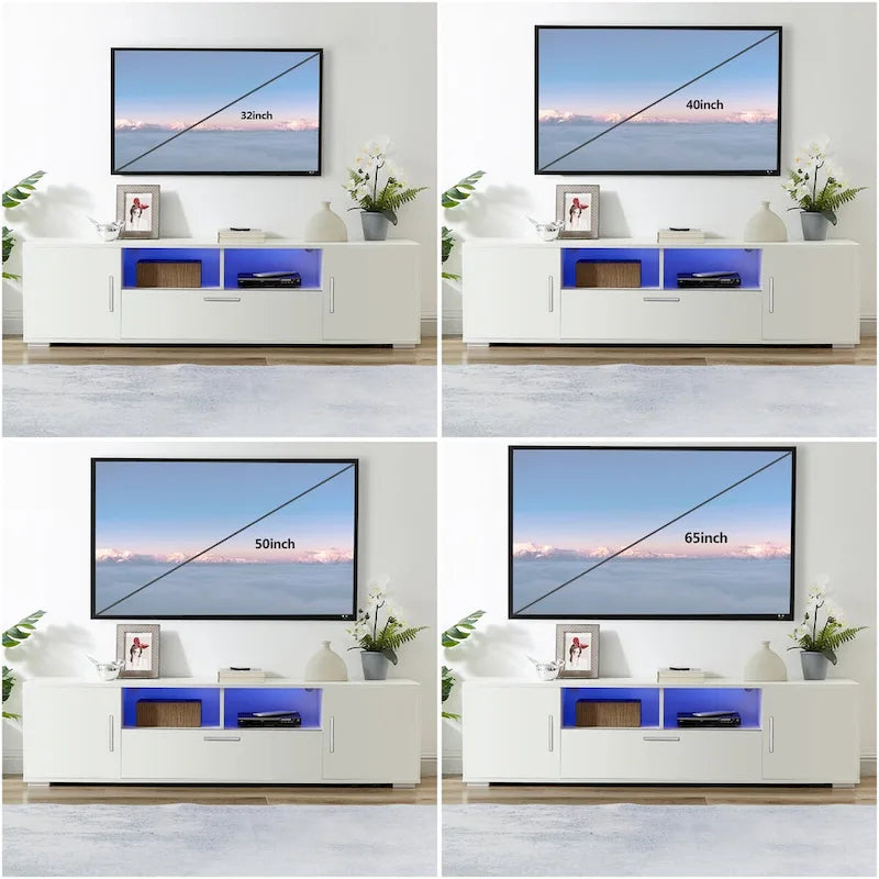 Modern 63" TV Stand with RGB LED Lights & Remote, Fits 65" TV, 110 lbs Capacity
