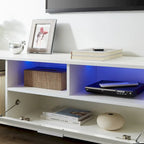 Modern 63" TV Stand with RGB LED Lights & Remote, Fits 65" TV, 110 lbs Capacity