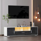 Modern 63" TV Stand with RGB LED Lights & Remote, Fits 65" TV, 110 lbs Capacity