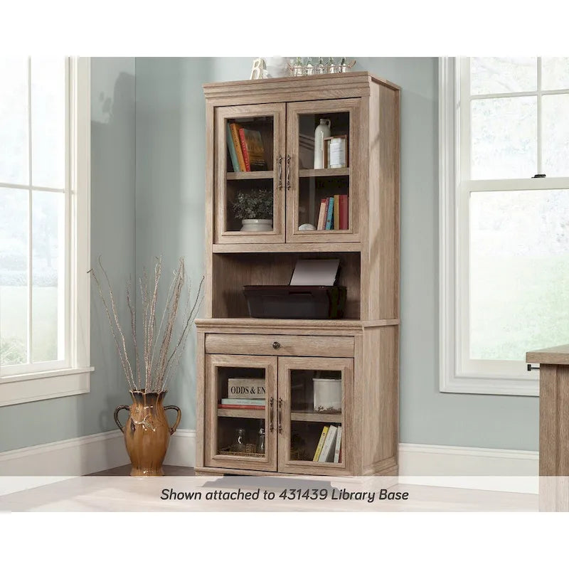 Country Style Library Hutch with Open Shelves – Rustic Wood Finish