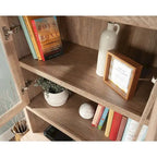 Country Style Library Hutch with Open Shelves – Rustic Wood Finish