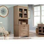 Country Style Library Hutch with Open Shelves – Rustic Wood Finish