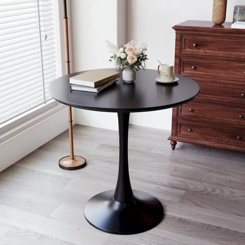 Round Dining Table, 31.5 Tulip Table Kitchen Dining Table 2-4 People with MDF Table Top & Pedestal Base, End Table