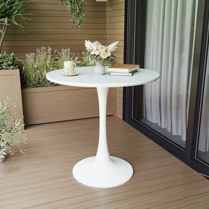 Round Dining Table, 31.5 Tulip Table Kitchen Dining Table 2-4 People with MDF Table Top & Pedestal Base, End Table