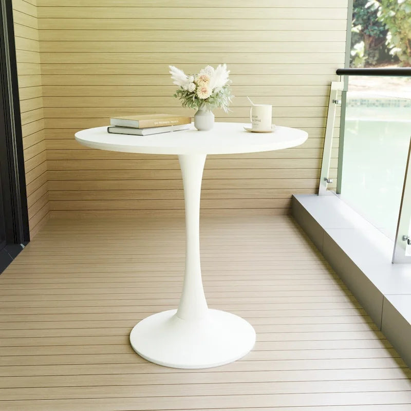 Round Dining Table, 31.5 Tulip Table Kitchen Dining Table 2-4 People with MDF Table Top & Pedestal Base, End Table