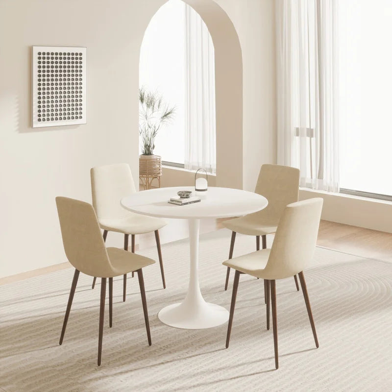 Round Dining Table, 31.5 Tulip Table Kitchen Dining Table 2-4 People with MDF Table Top & Pedestal Base, End Table