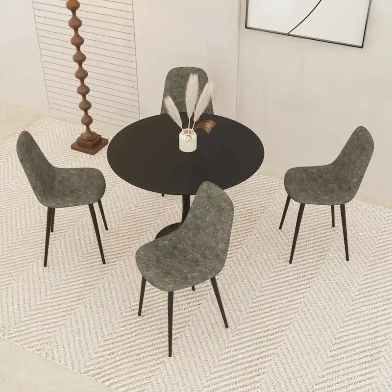 Round Dining Table, 31.5 Tulip Table Kitchen Dining Table 2-4 People with MDF Table Top & Pedestal Base, End Table