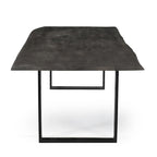 Solid Acacia Wood Dining Table, Black Iron Legs, Seats 6-8, Sustainable, Gray