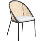 Modern Dining Chair with Faux Leather Seat & Wicker Back