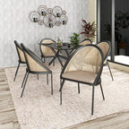 Modern Dining Chair with Faux Leather Seat & Wicker Back