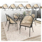 Modern Dining Chair with Faux Leather Seat & Wicker Back