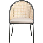 Modern Dining Chair with Faux Leather Seat & Wicker Back