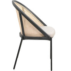 Modern Dining Chair with Faux Leather Seat & Wicker Back