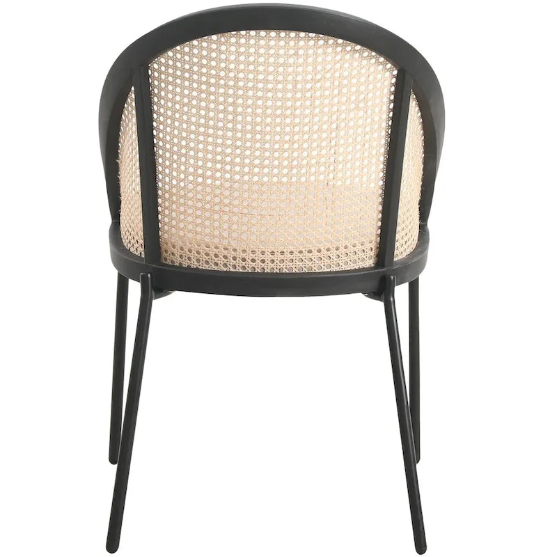 Modern Dining Chair with Faux Leather Seat & Wicker Back