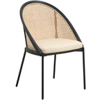 Modern Dining Chair with Faux Leather Seat & Wicker Back