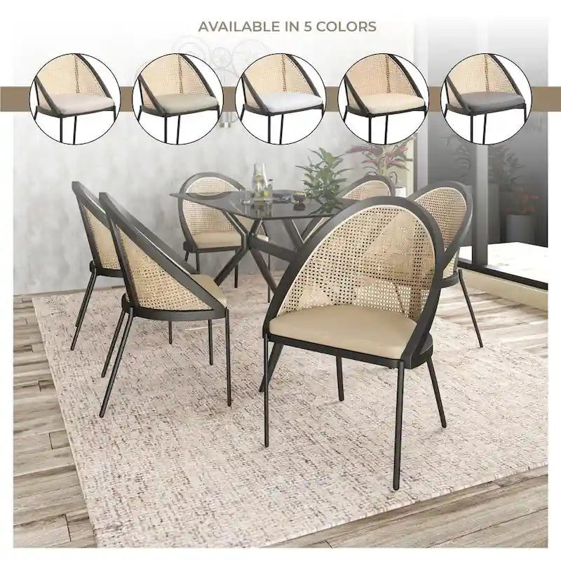 Modern Dining Chair with Faux Leather Seat & Wicker Back