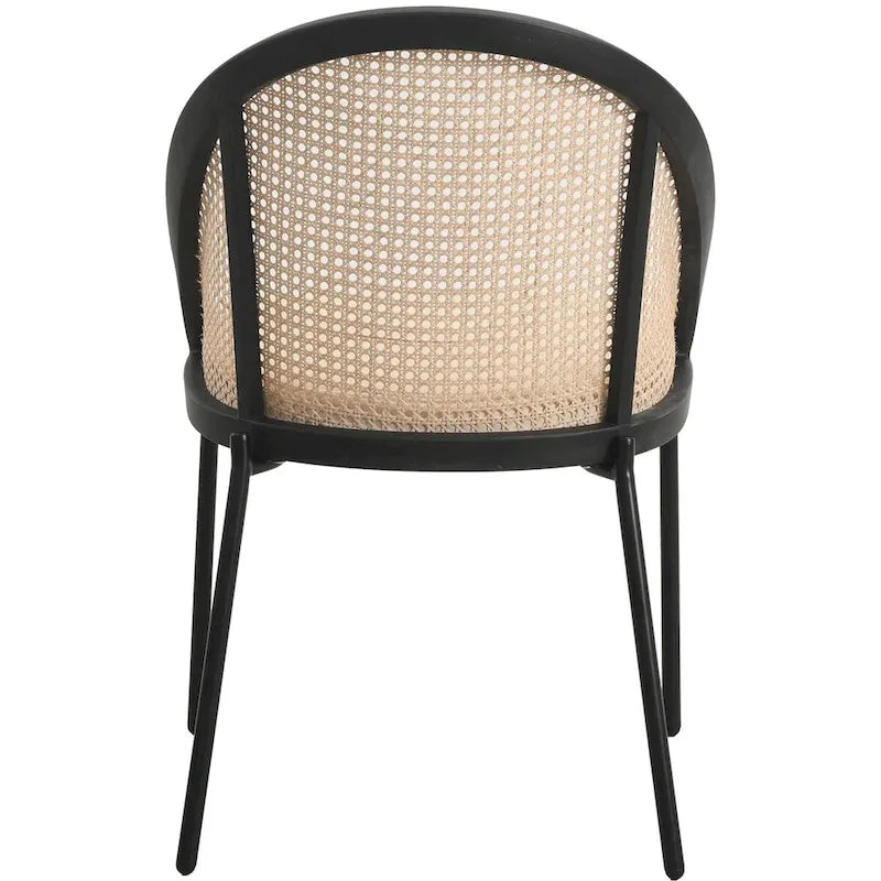 Modern Dining Chair with Faux Leather Seat & Wicker Back