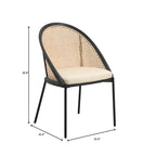 Modern Dining Chair with Faux Leather Seat & Wicker Back