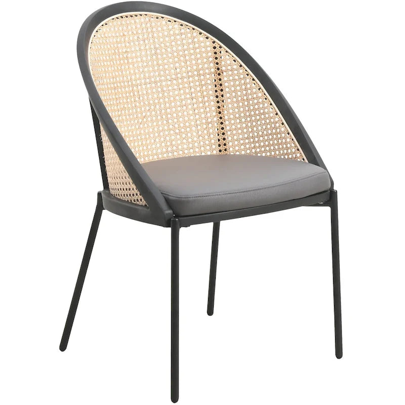 Modern Dining Chair with Faux Leather Seat & Wicker Back