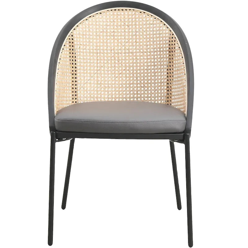 Modern Dining Chair with Faux Leather Seat & Wicker Back