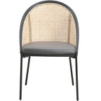 Modern Dining Chair with Faux Leather Seat & Wicker Back