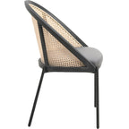 Modern Dining Chair with Faux Leather Seat & Wicker Back
