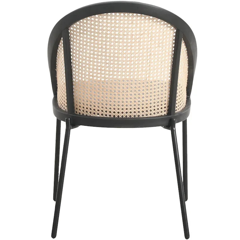 Modern Dining Chair with Faux Leather Seat & Wicker Back