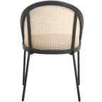 Modern Dining Chair with Faux Leather Seat & Wicker Back