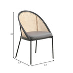 Modern Dining Chair with Faux Leather Seat & Wicker Back
