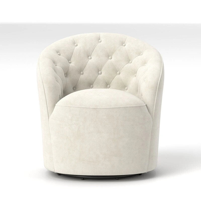 Modern Velvet 360° Swivel Barrel Accent Chair, Button Tufted, 300 lbs Capacity
