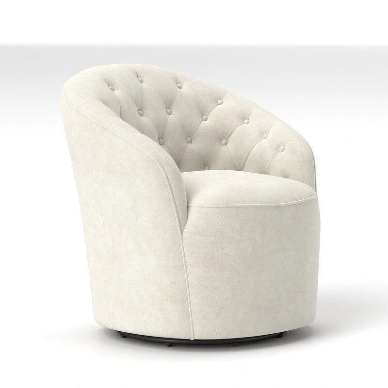 Modern Velvet 360° Swivel Barrel Accent Chair, Button Tufted, 300 lbs Capacity