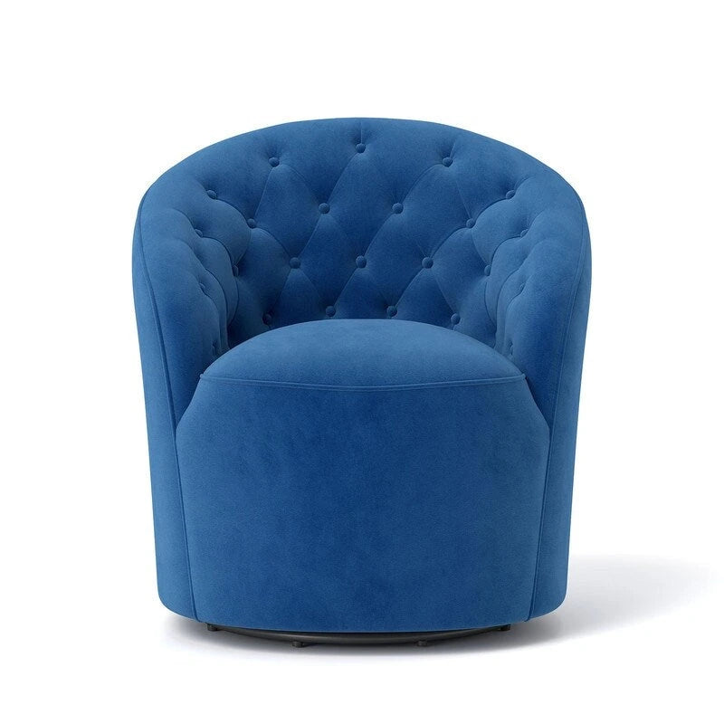 Modern Velvet 360° Swivel Barrel Accent Chair, Button Tufted, 300 lbs Capacity