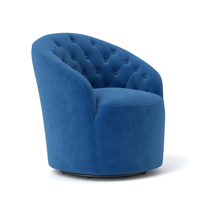 Modern Velvet 360° Swivel Barrel Accent Chair, Button Tufted, 300 lbs Capacity