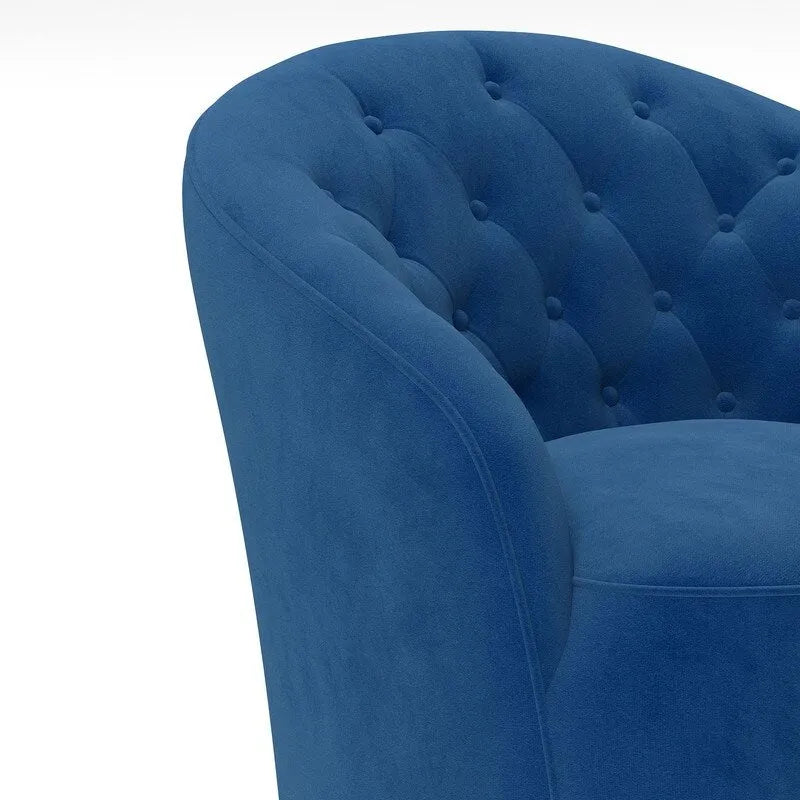 Modern Velvet 360° Swivel Barrel Accent Chair, Button Tufted, 300 lbs Capacity