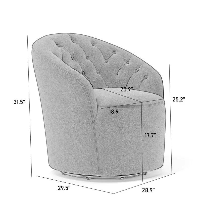 Modern Velvet 360° Swivel Barrel Accent Chair, Button Tufted, 300 lbs Capacity