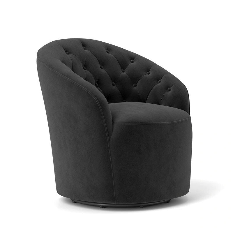 Modern Velvet 360° Swivel Barrel Accent Chair, Button Tufted, 300 lbs Capacity