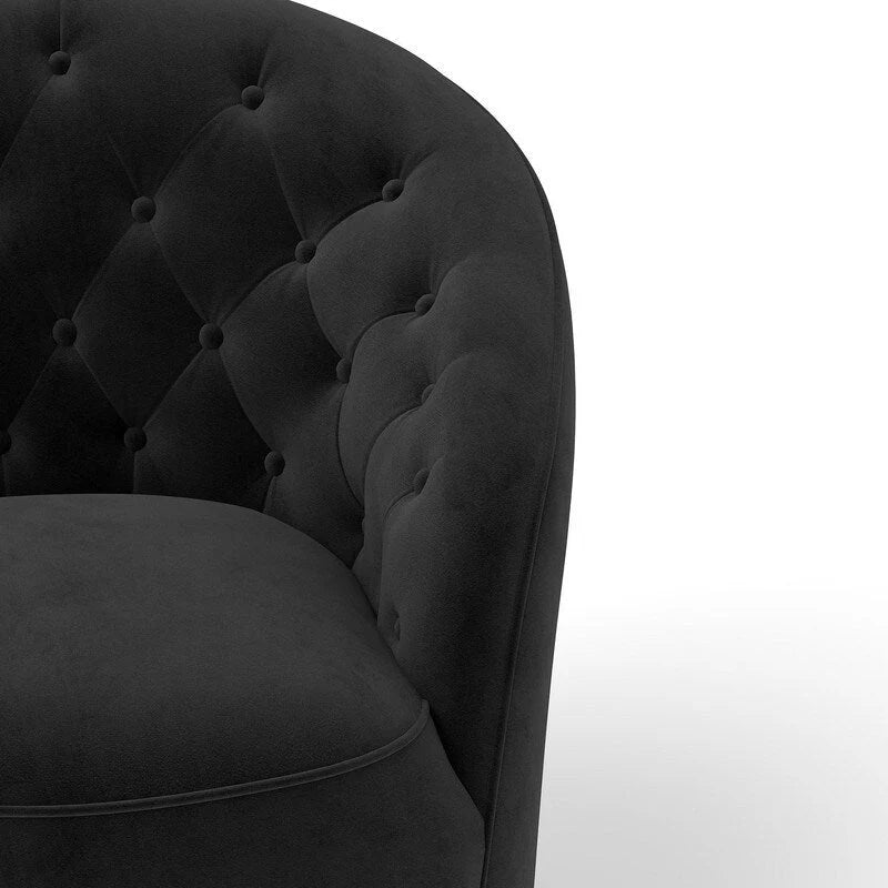 Modern Velvet 360° Swivel Barrel Accent Chair, Button Tufted, 300 lbs Capacity