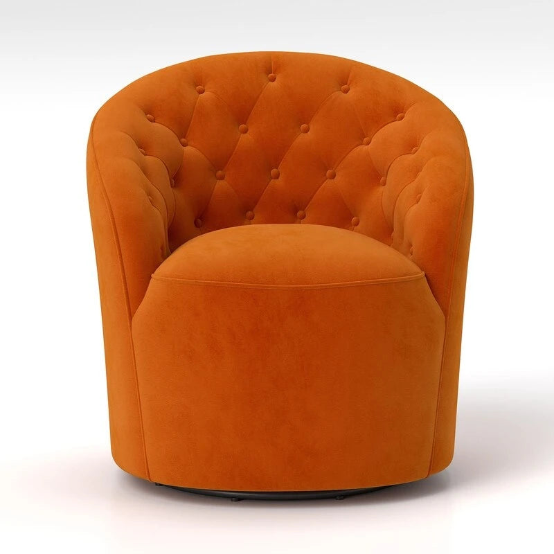 Modern Velvet 360° Swivel Barrel Accent Chair, Button Tufted, 300 lbs Capacity