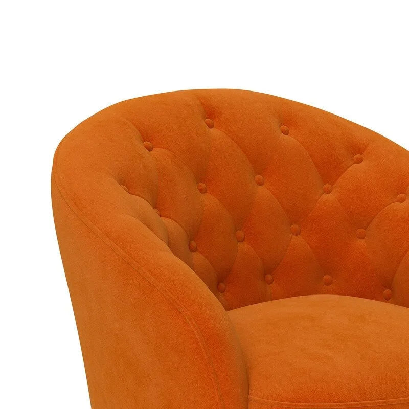 Modern Velvet 360° Swivel Barrel Accent Chair, Button Tufted, 300 lbs Capacity