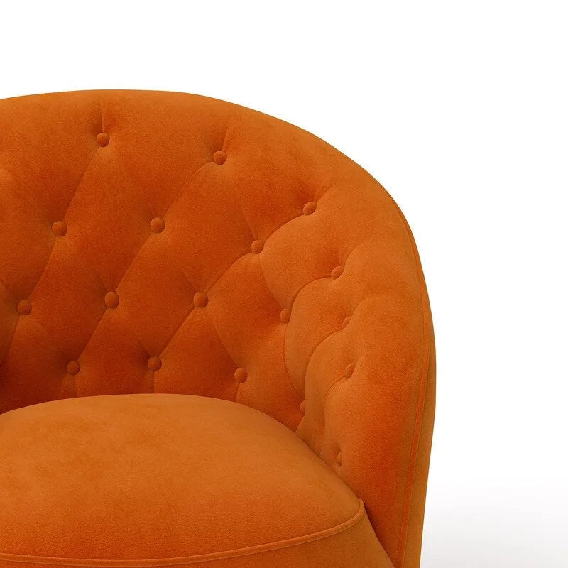 Modern Velvet 360° Swivel Barrel Accent Chair, Button Tufted, 300 lbs Capacity