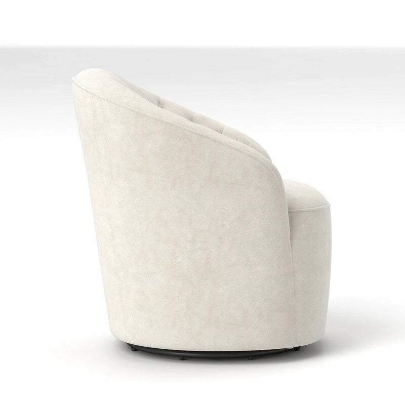 Modern Velvet 360° Swivel Barrel Accent Chair, Button Tufted, 300 lbs Capacity