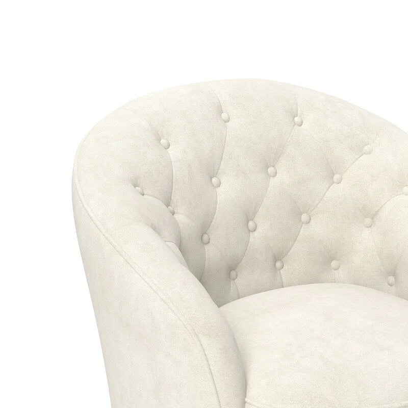 Modern Velvet 360° Swivel Barrel Accent Chair, Button Tufted, 300 lbs Capacity