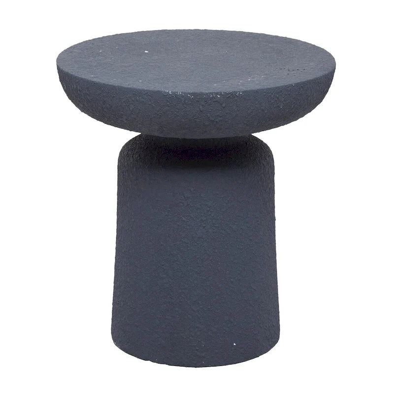 Hourglass Outdoor Accent Table, Weather-Resistant Ceramic, 14"x16", 150 lbs, White/Black