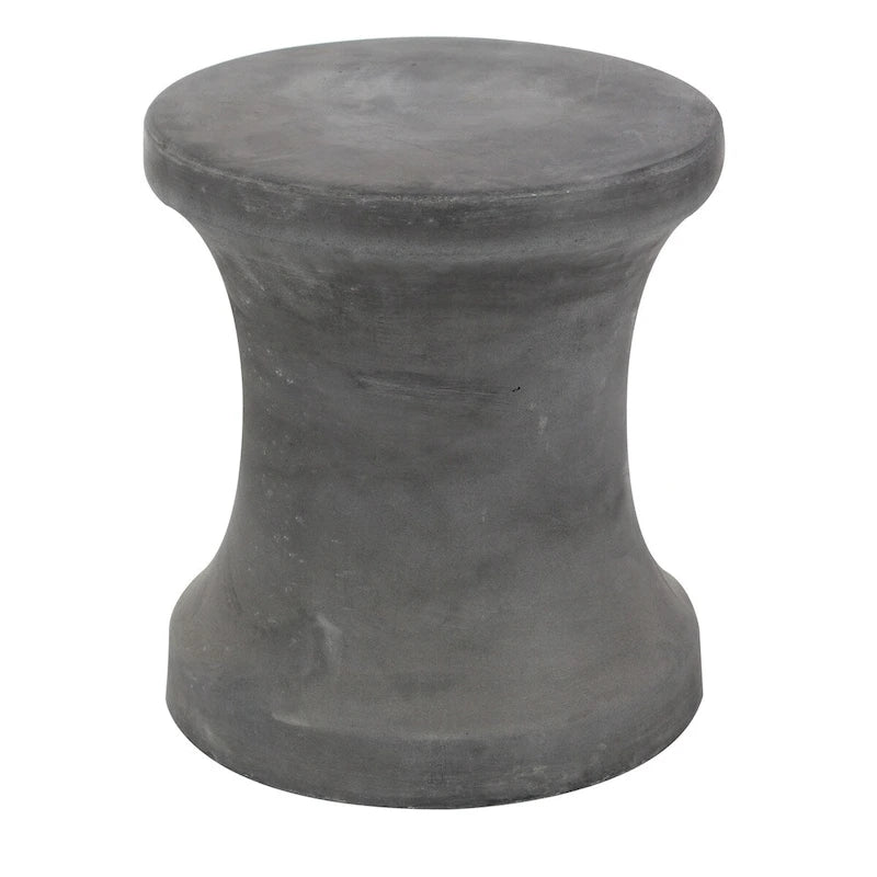 Hourglass Outdoor Accent Table, Weather-Resistant Ceramic, 14"x16", 150 lbs, White/Black