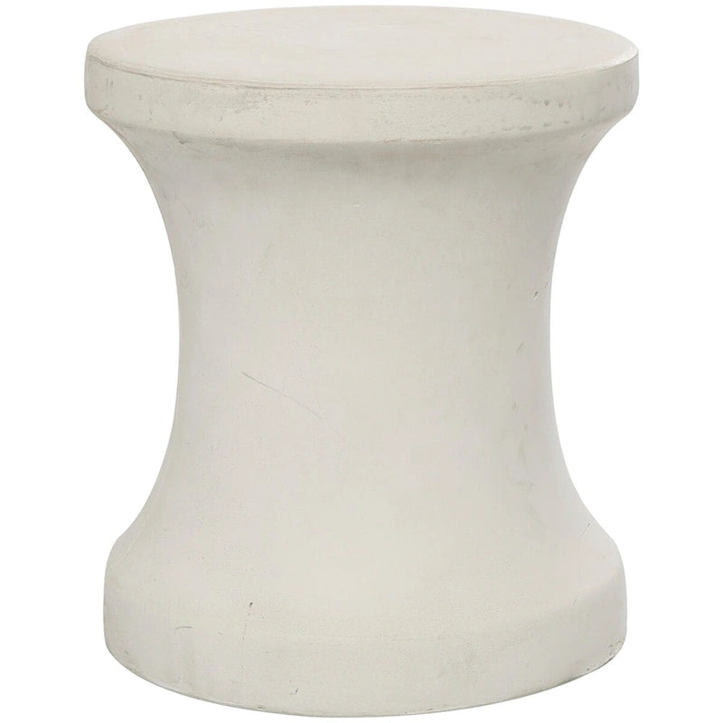 Hourglass Outdoor Accent Table, Weather-Resistant Ceramic, 14"x16", 150 lbs, White/Black