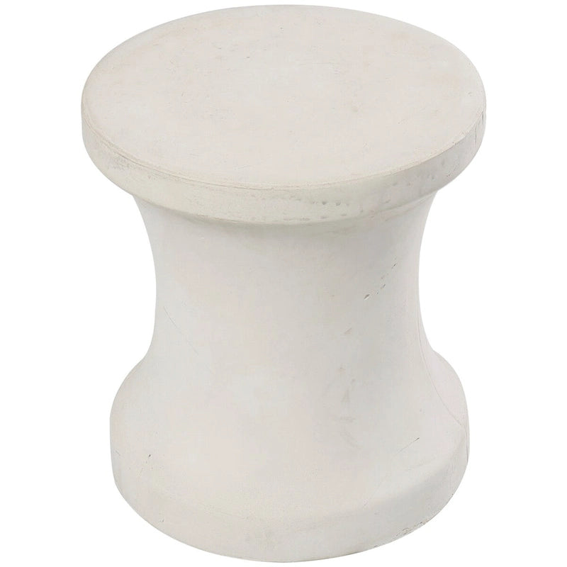 Hourglass Outdoor Accent Table, Weather-Resistant Ceramic, 14"x16", 150 lbs, White/Black