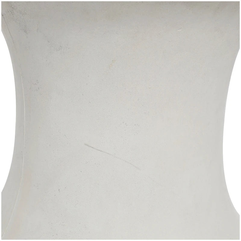 Hourglass Outdoor Accent Table, Weather-Resistant Ceramic, 14"x16", 150 lbs, White/Black