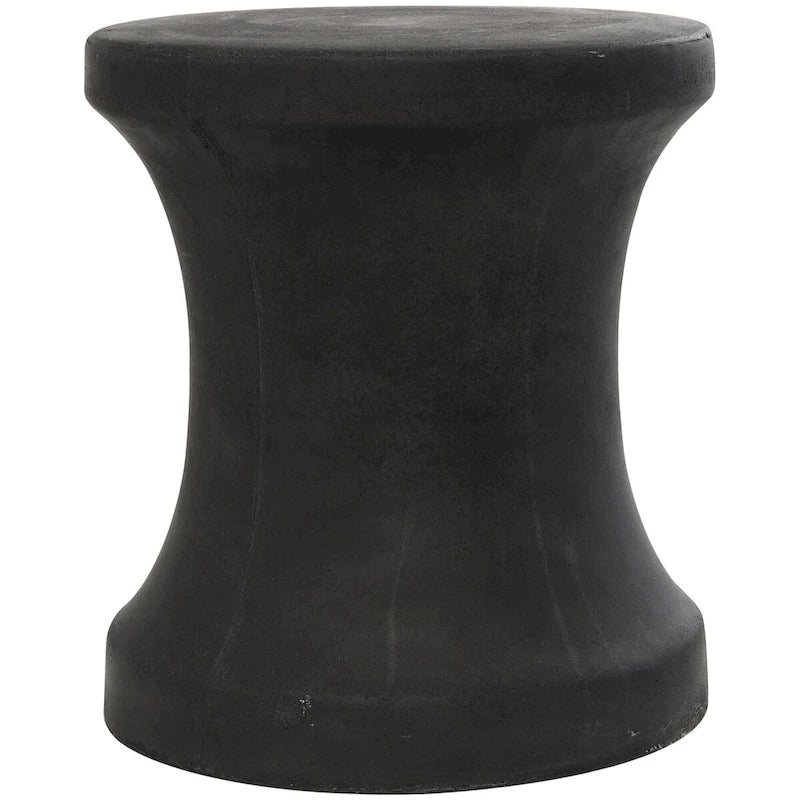 Table d'appoint extérieure sablier, céramique résistante aux intempéries, 35,6 x 40,6 cm, 68 kg, blanc/noir